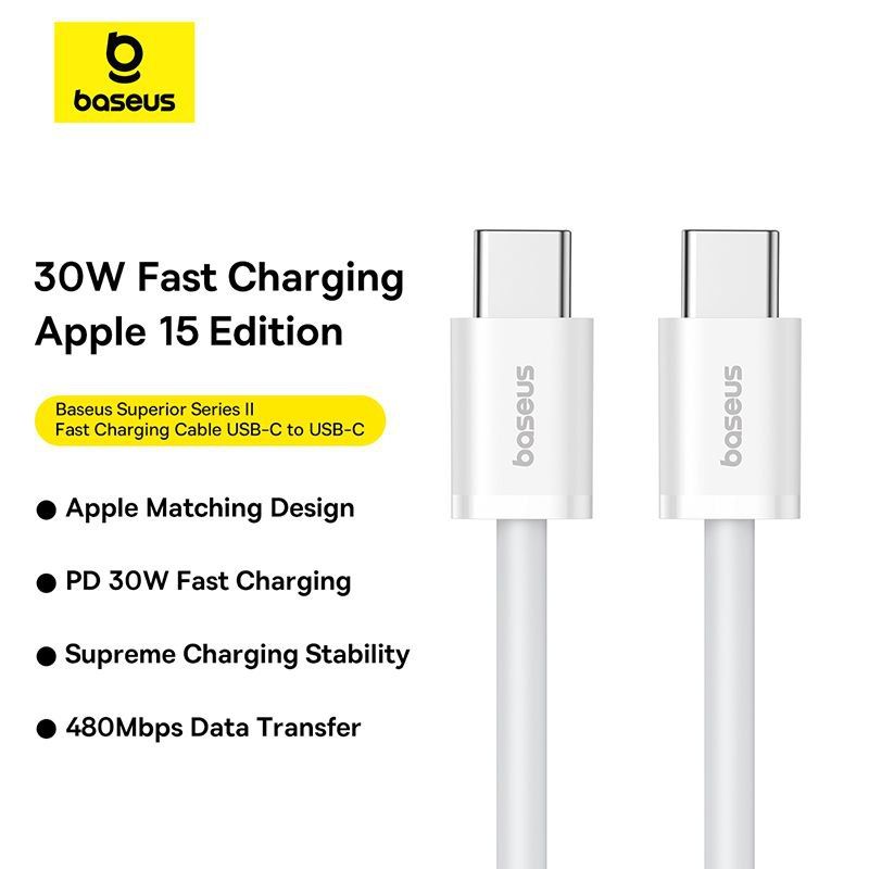 کابل تبدیل USB-C به USB-C بیسوس مدل Superior Series 2 30W طول 1 متر